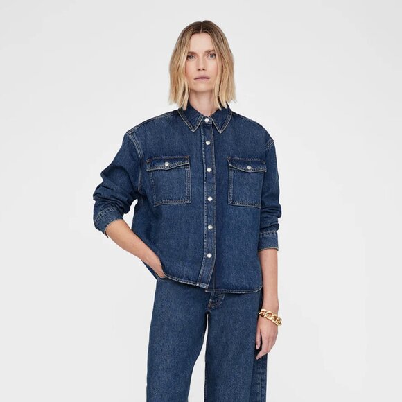 Anine Bing Paxton Denim Blue Shirt Size Small - Picture 2 of 5